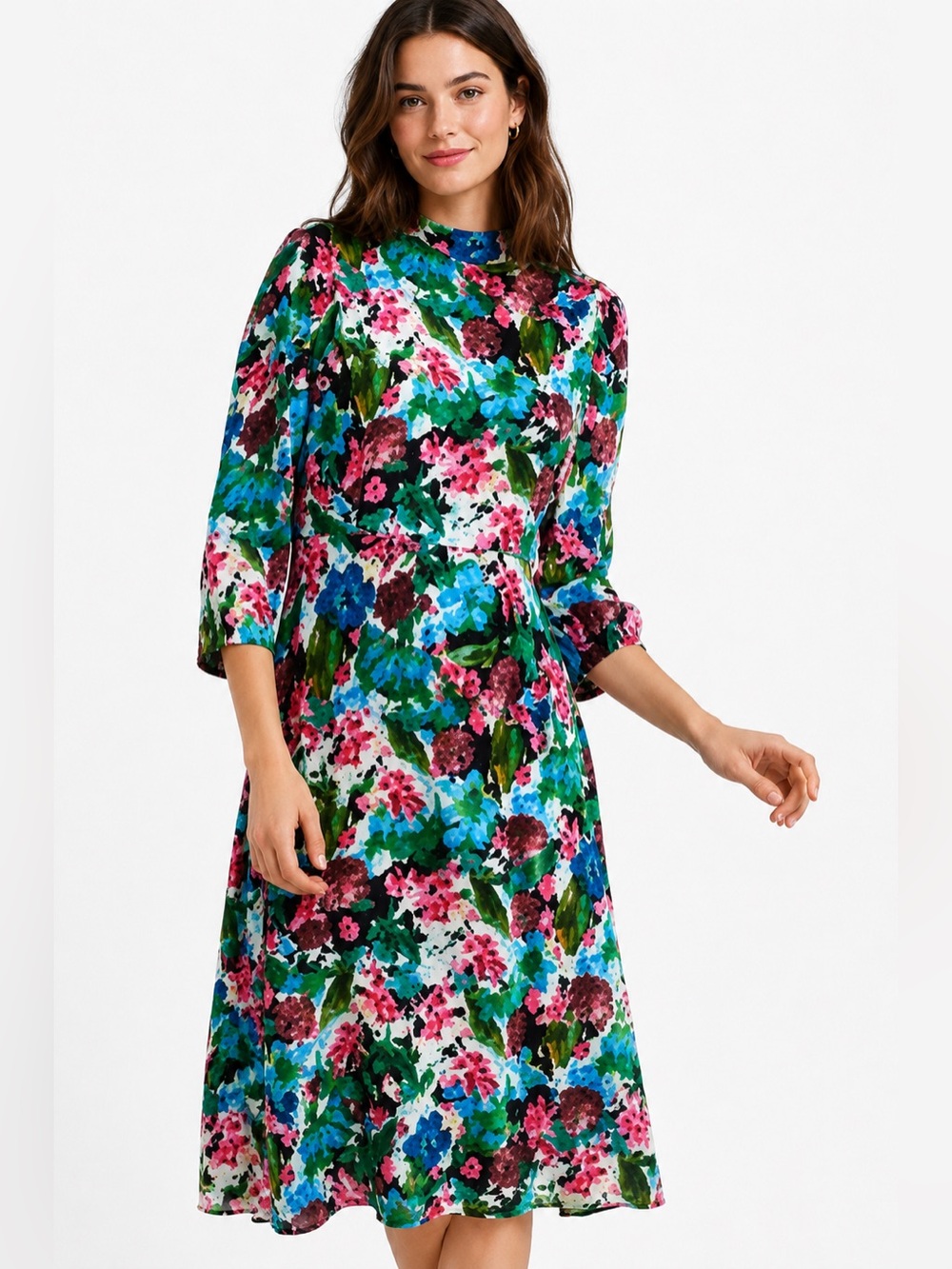 Floral 3/4 Sleeve Zara Midi Dress